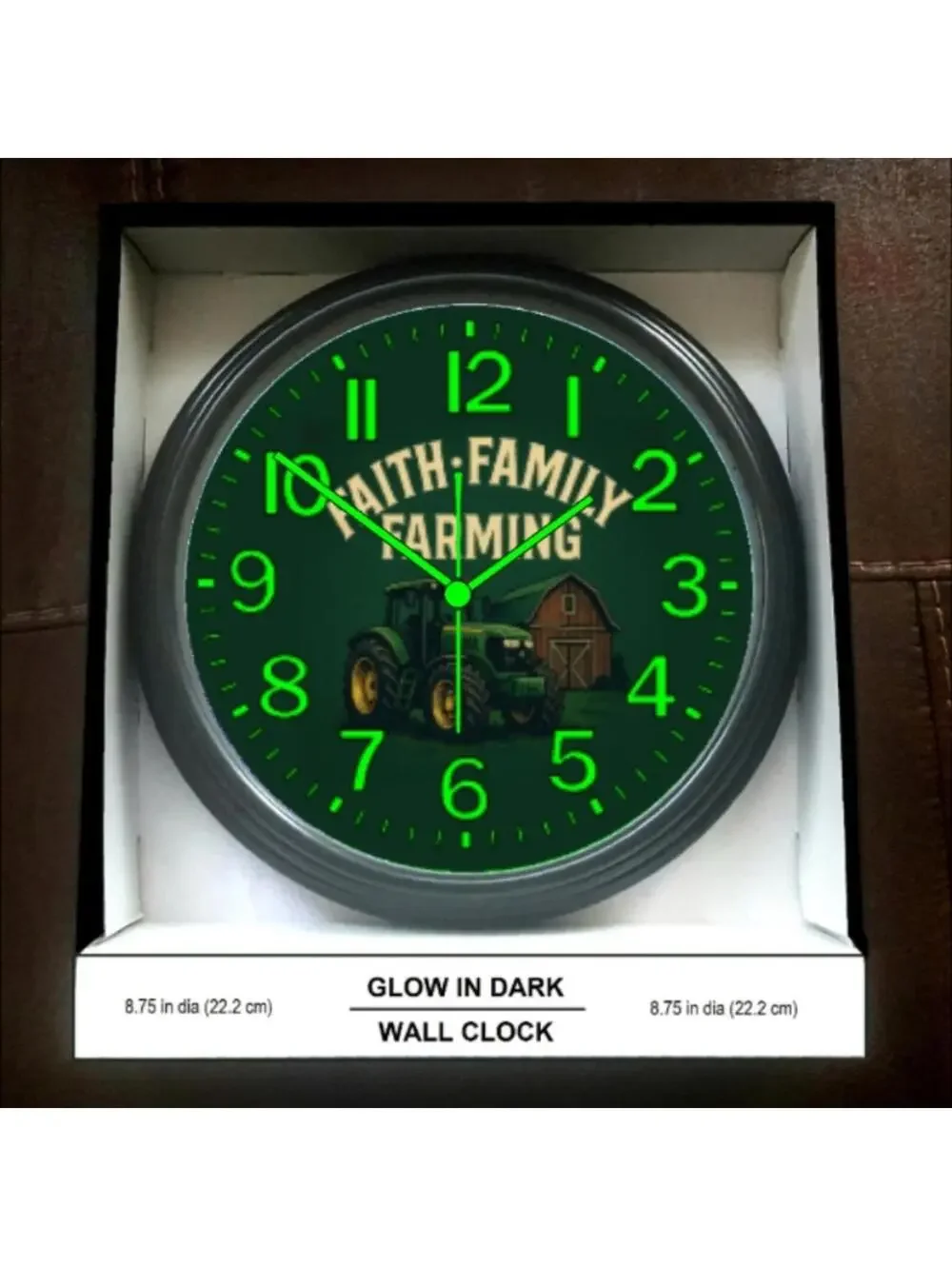 John Deere Faith Family And Farming Glow In The Dark Wall Clock New!